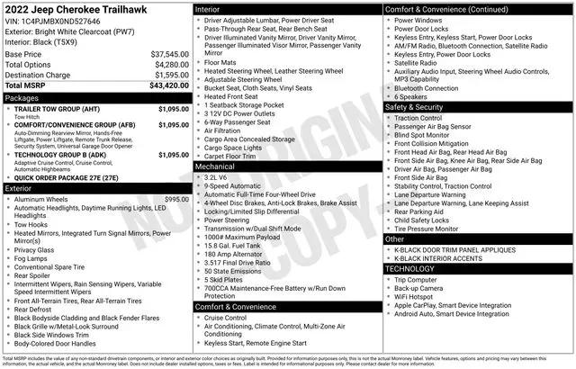 2022 Jeep Cherokee Trailhawk 4x4