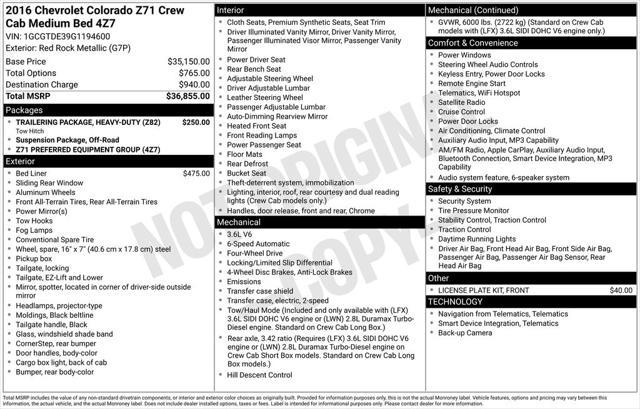 2016 Chevrolet Colorado Z71
