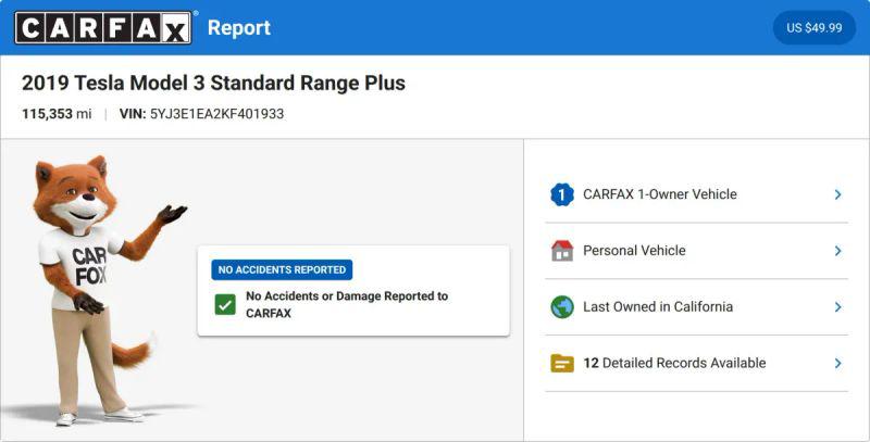 2019 Tesla Model 3 Standard Range Plus