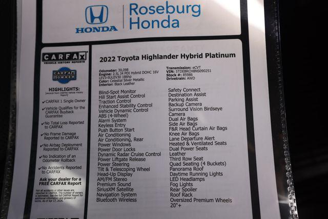 2022 Toyota Highlander Hybrid Platinum
