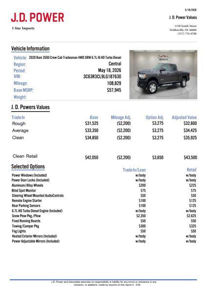 2020 Ram 3500 Tradesman Crew Cab 4x4 6'4" Box