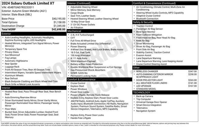 2024 Subaru Outback Limited XT