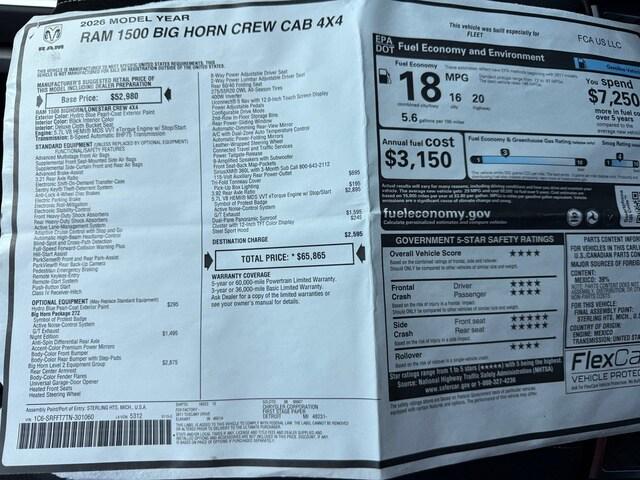 2026 Ram 1500 Big Horn Crew Cab 4x4 5'7" Box