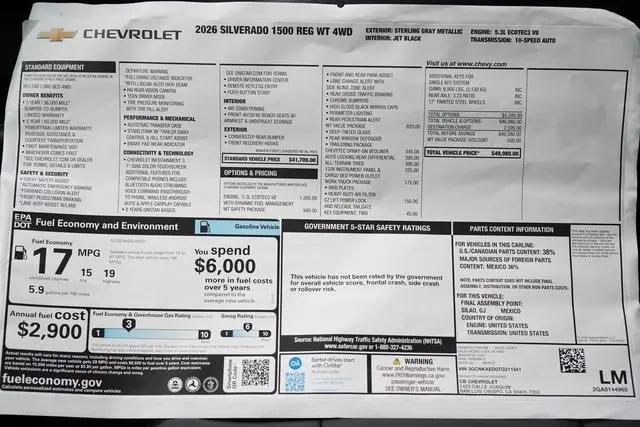 2026 Chevrolet Silverado 1500 4WD Regular Cab Long Bed WT