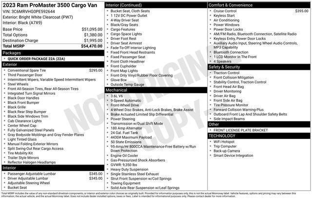 2023 Ram ProMaster Cargo Van High Roof 159 WB