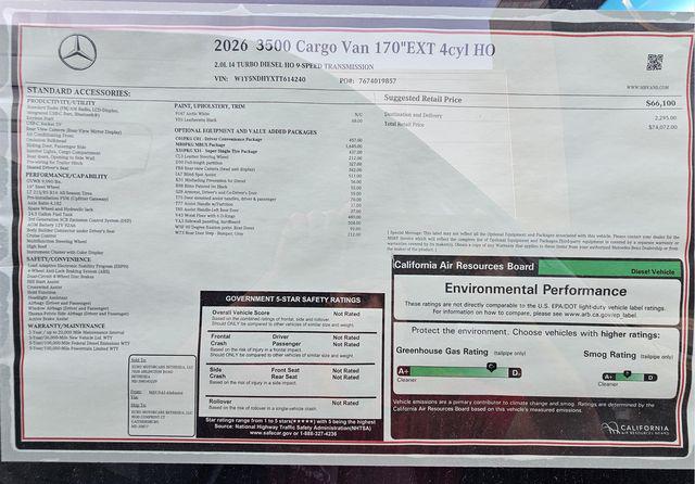 2026 Mercedes-Benz Sprinter 3500 Cargo 170 WB