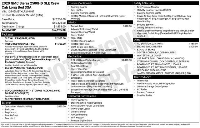 2020 GMC Sierra 2500HD 4WD Crew Cab Long Bed SLE
