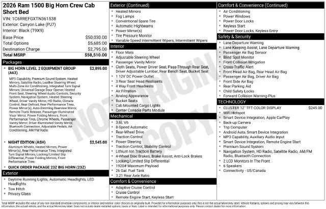2026 Ram 1500 Big Horn Crew Cab 4x2 57 Box