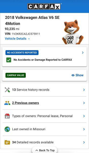 2018 Volkswagen Atlas 3.6L V6 SE