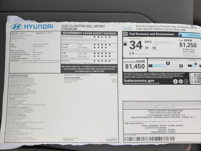 2026 Hyundai Elantra SEL Sport Premium