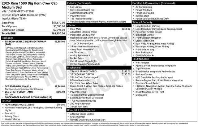 2026 Ram 1500 Big Horn Crew Cab 4x4 64 Box