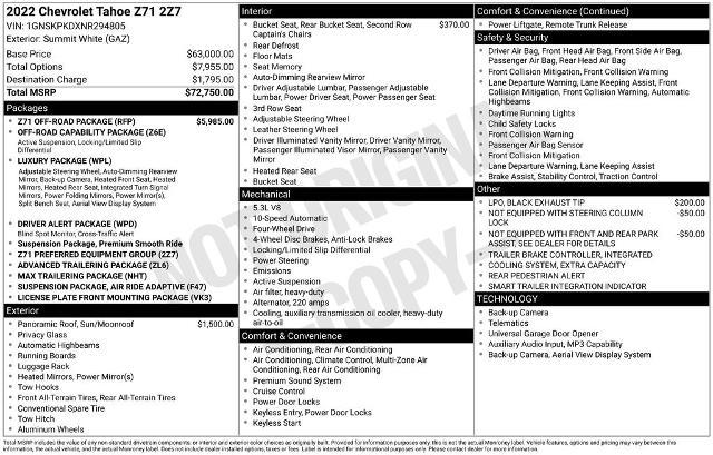 2022 Chevrolet Tahoe 4WD Z71