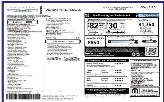 2022 Chrysler Pacifica Hybrid Pinnacle