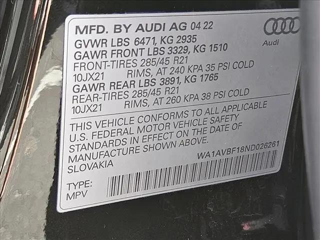 2022 Audi Q8 Premium 55 TFSI quattro Tiptronic