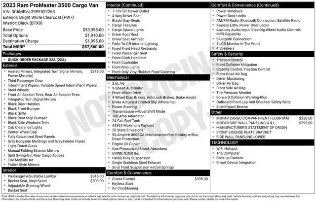 2023 Ram ProMaster Cargo Van High Roof 159" WB EXT