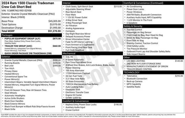 2024 Ram 1500 Classic Tradesman Crew Cab 4x4 5'7" Box
