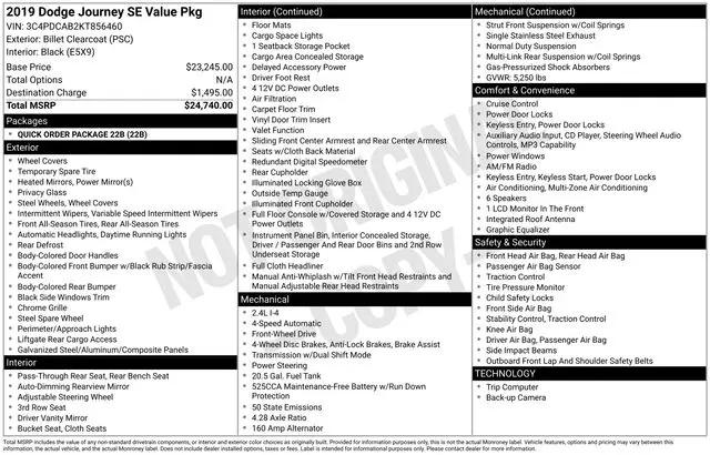 2019 Dodge Journey SE Value Package