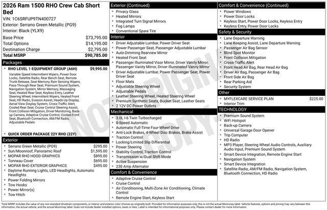 2026 RAM Ram 1500 RAM 1500 RHO CREW CAB 4X4 57 BOX 2026 RAM Ram 1500 RAM 1500 RHO CREW CAB 4X4 57 BOX