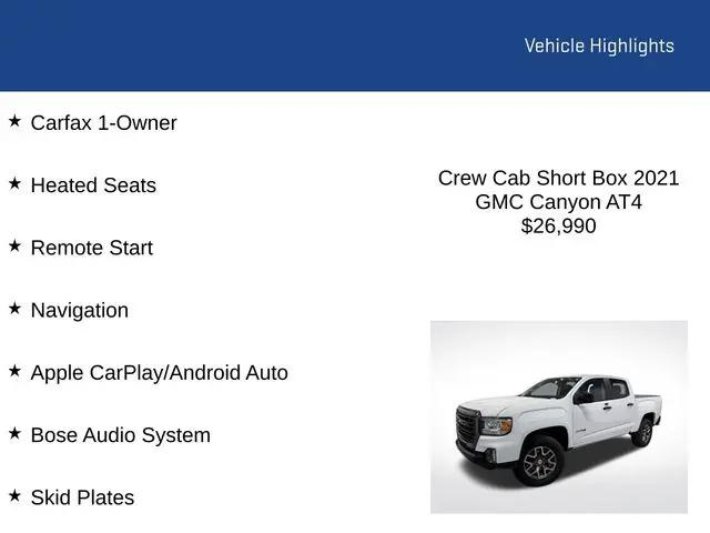 2021 GMC Canyon 4WD Crew Cab Short Box AT4 - Leather