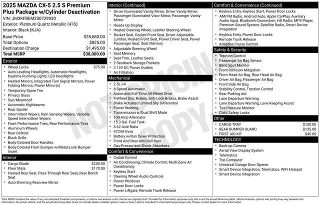 2025 Mazda CX-5 2.5 S Premium Plus