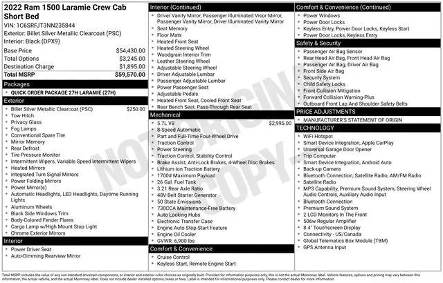 2022 Ram 1500 Laramie Crew Cab 4x4 5'7" Box