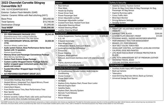 2023 Chevrolet Corvette Stingray RWD Convertible 3LT