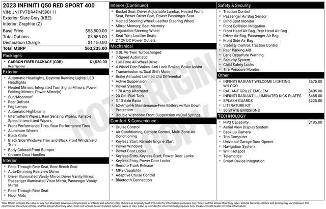 2023 INFINITI Q50 RED SPORT 400 AWD