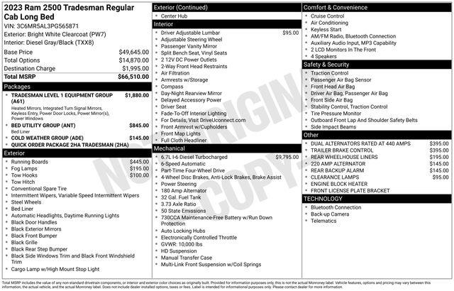 2023 Ram 2500 Tradesman Regular Cab 4x4 8' Box