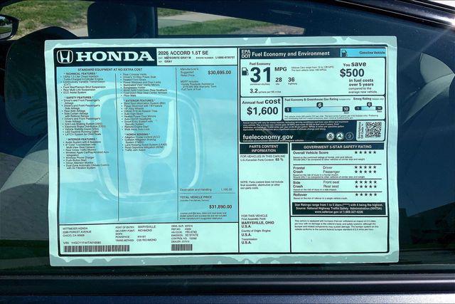 2026 Honda Accord Sedan SE