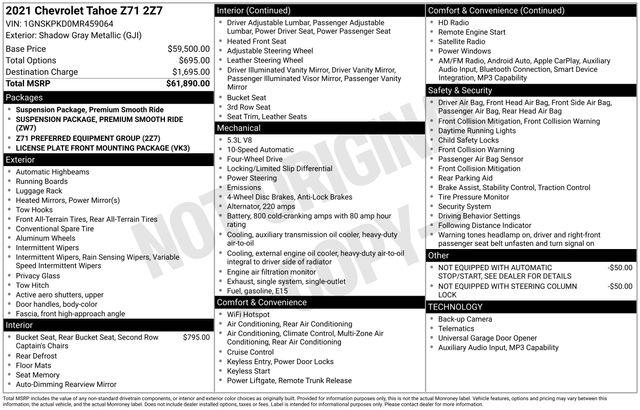 2021 Chevrolet Tahoe 4WD Z71
