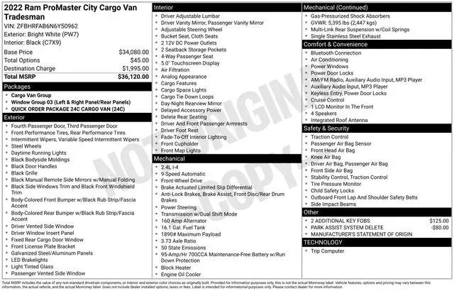 2022 Ram ProMaster City Cargo Van Cargo Van