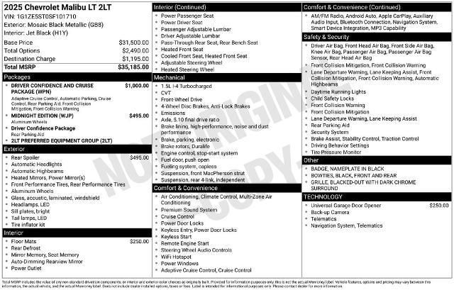 2025 Chevrolet Malibu FWD 2LT