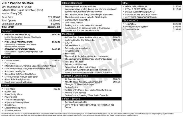 2007 Pontiac Solstice Base
