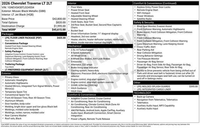 2026 Chevrolet Traverse AWD LT