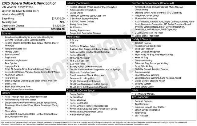 2025 Subaru Outback Onyx Edition for sale in Somersworth, NH