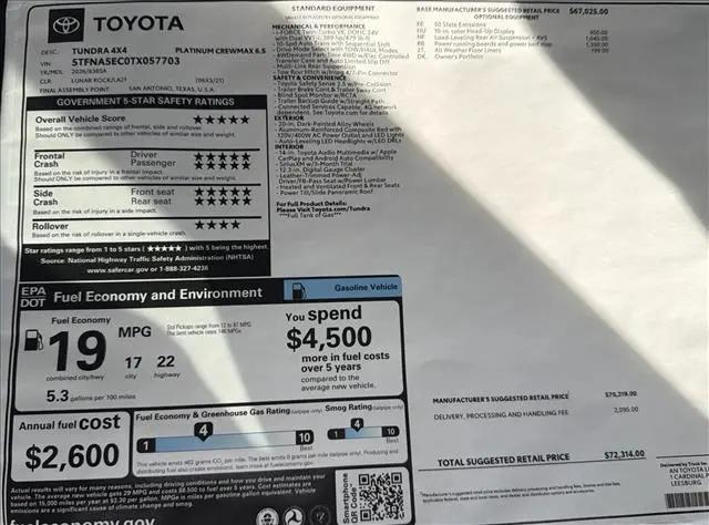 2026 Toyota Tundra Platinum CrewMax 6.5' Bed