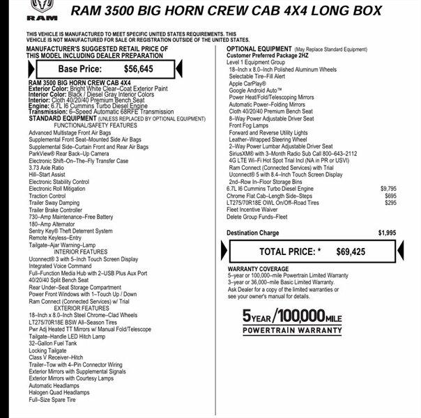 2024 Ram 3500 Big Horn Crew Cab 4x4 8' Box