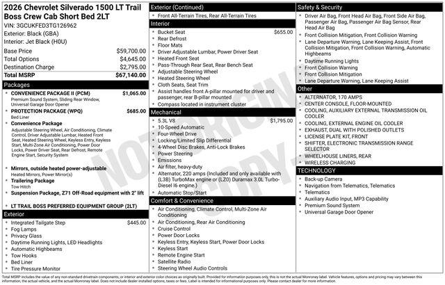 2026 Chevrolet Silverado 1500 4WD Crew Cab Short Bed LT Trail Boss