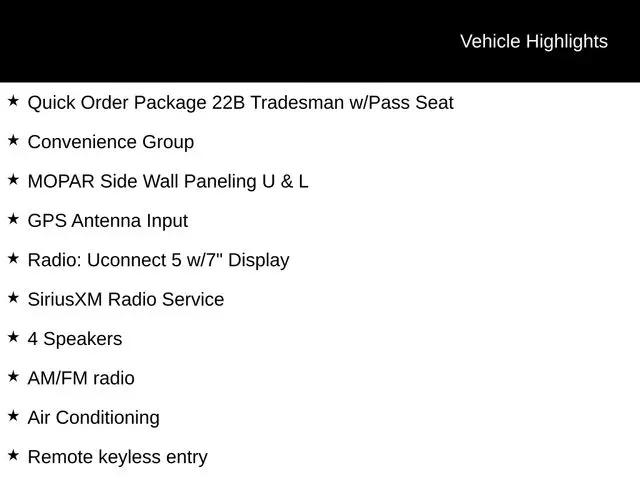 2025 Ram ProMaster 2500 Cargo Van Tradesman Low Roof 136" WB w/Pass Seat