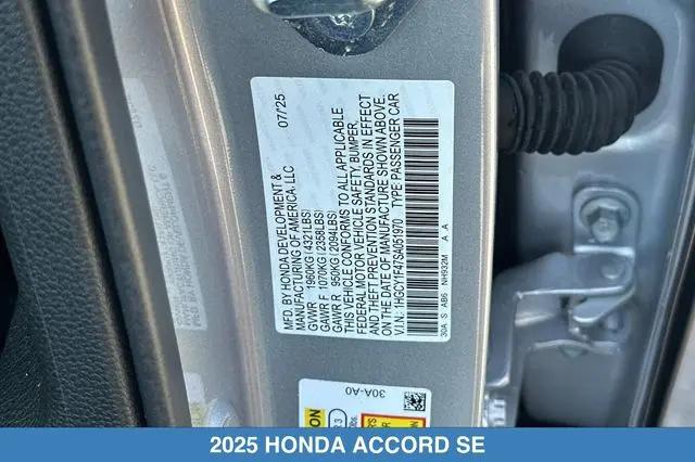 2025 Honda Accord Sedan SE