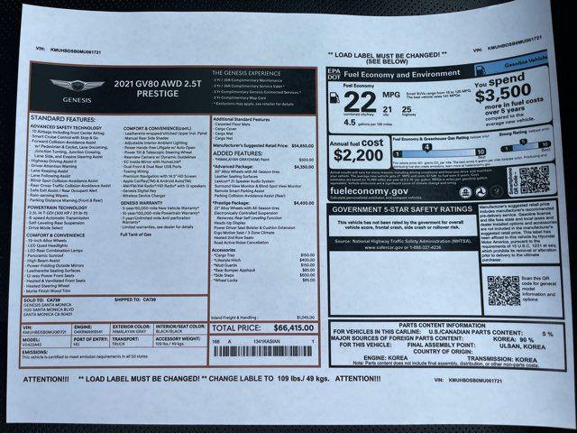 2021 Genesis GV80 2.5T AWD