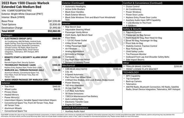 2023 Ram 1500 Classic Warlock Quad Cab 4x4 6'4" Box
