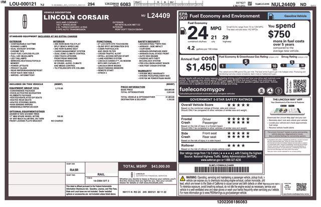 2022 Lincoln Corsair Standard