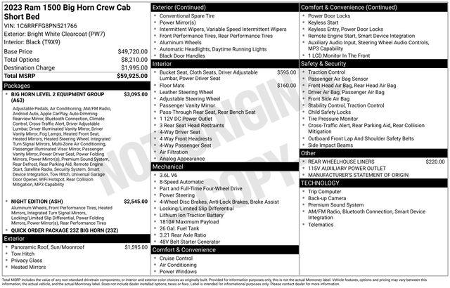 2023 Ram 1500 Big Horn Crew Cab 4x4 5'7" Box