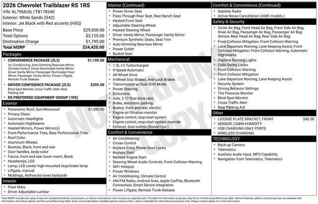 2026 Chevrolet TrailBlazer AWD RS