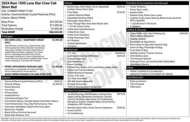 2024 Ram 1500 Lone Star Crew Cab 4x2 5'7" Box