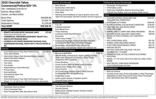 2020 Chevrolet Tahoe 4WD Commercial Fleet