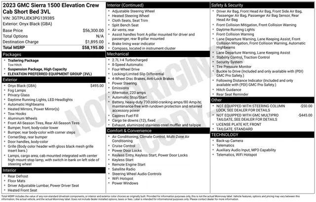 2023 GMC Sierra 1500 4WD Crew Cab Short Box Elevation with 3VL