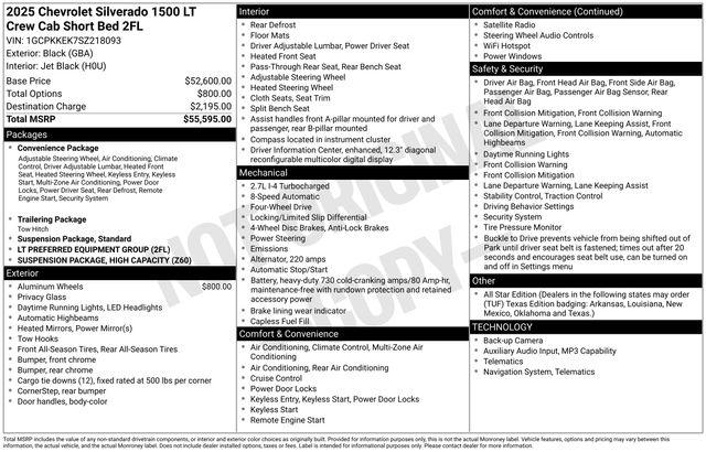 2025 Chevrolet Silverado 1500 4WD Crew Cab Short Bed LT with 2FL
