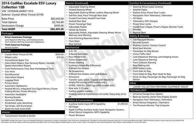 2016 Cadillac Escalade ESV Luxury Collection